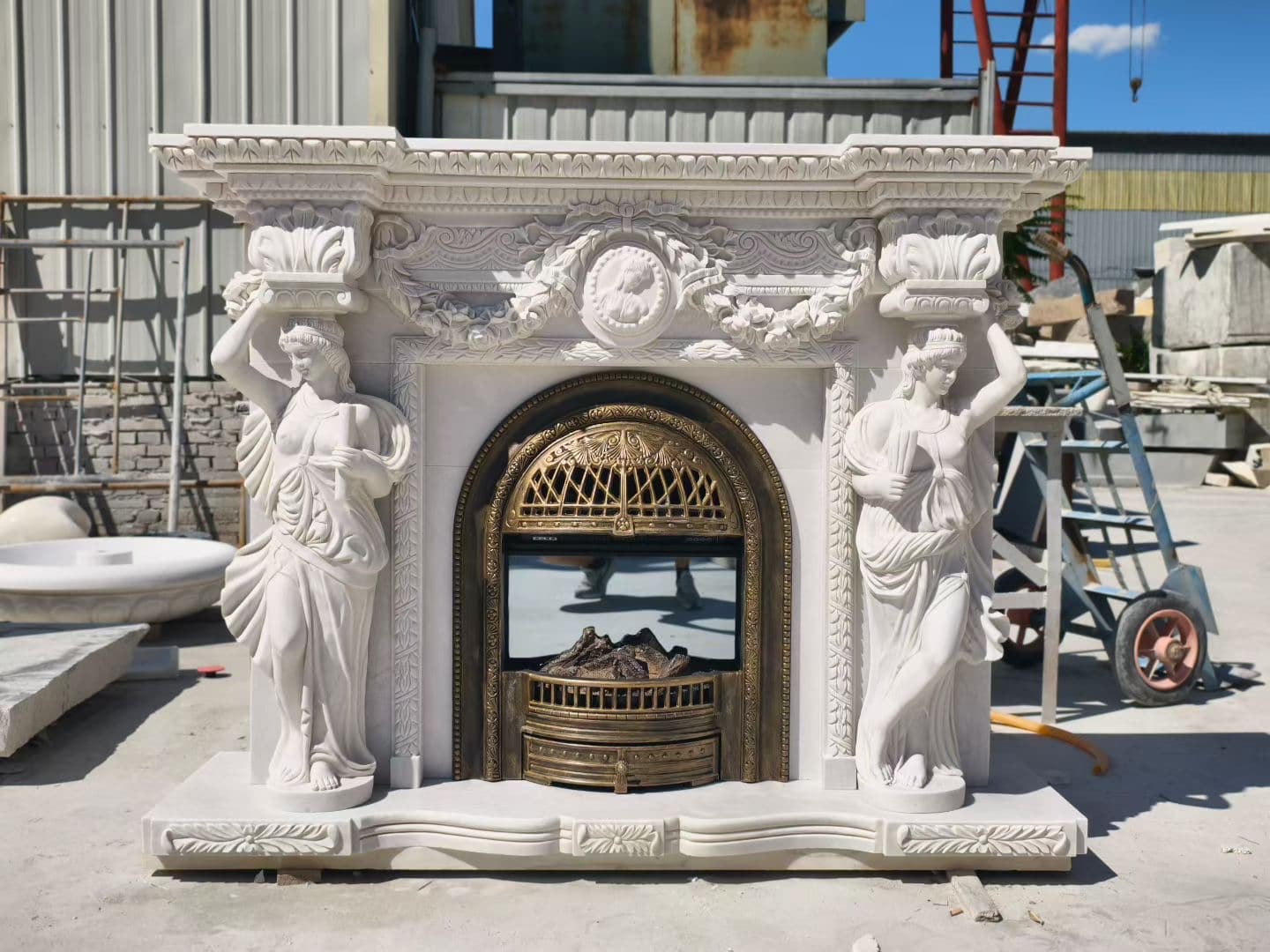 Pale stone Fireplace
