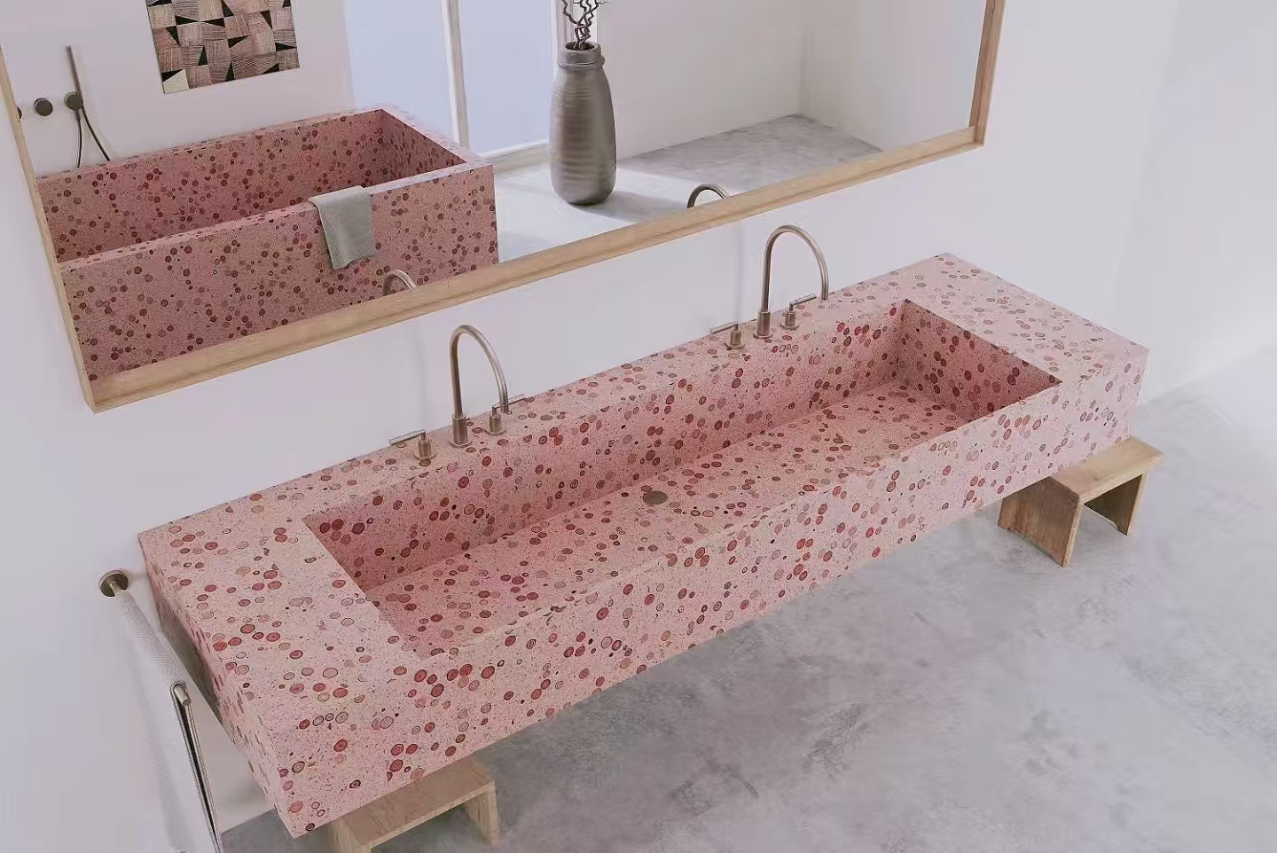 Red Terrazzo China Artificial Stone Polished Tiles