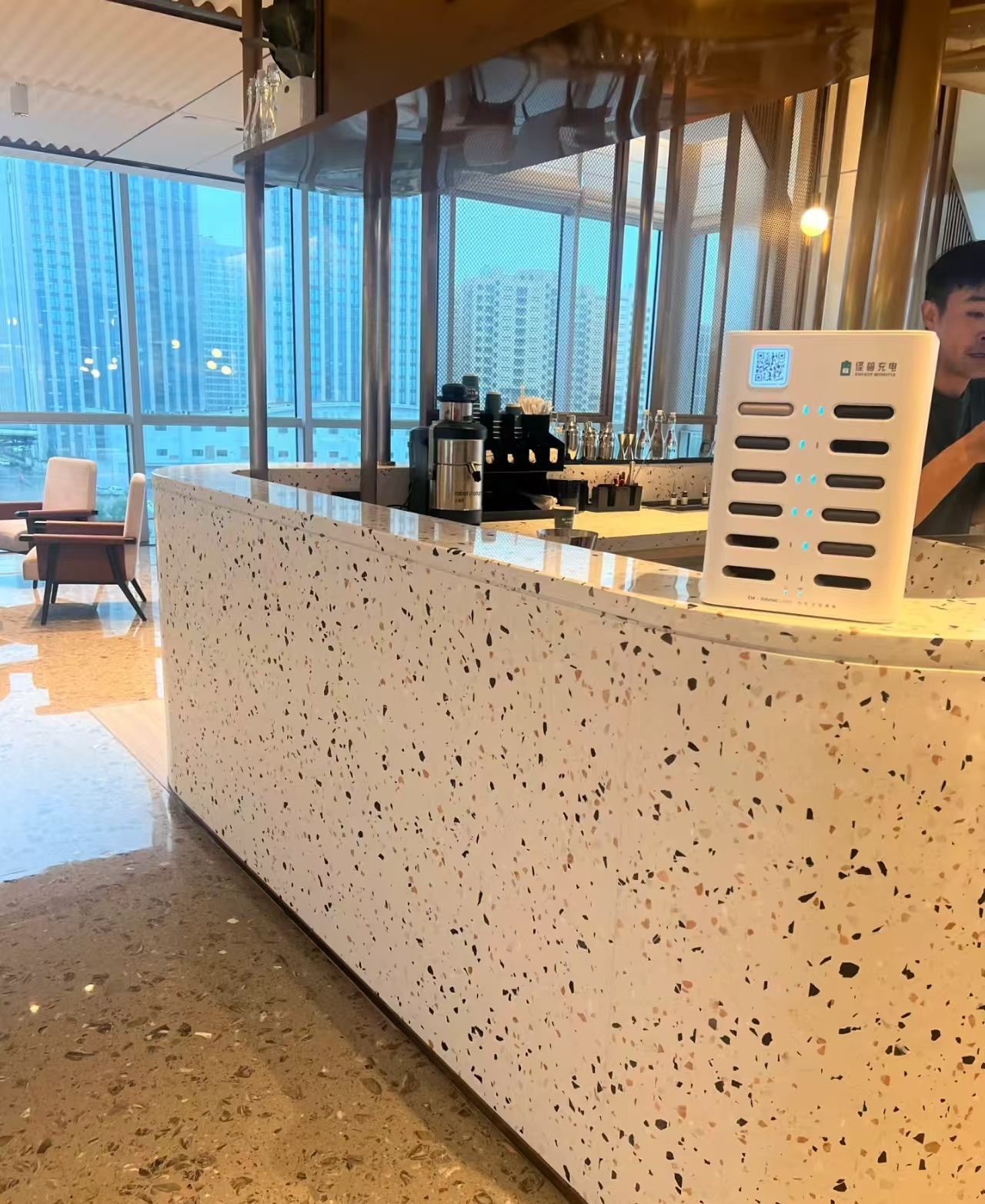 White Terrazo Inorganic Stone Big Slab for Projects