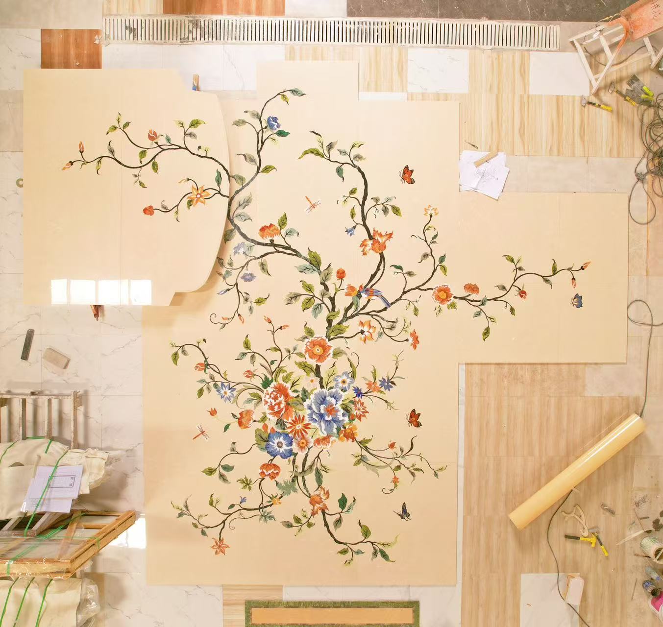 Luxury Marble Villa Hotel Mosaic Medallion Floor Waterjet