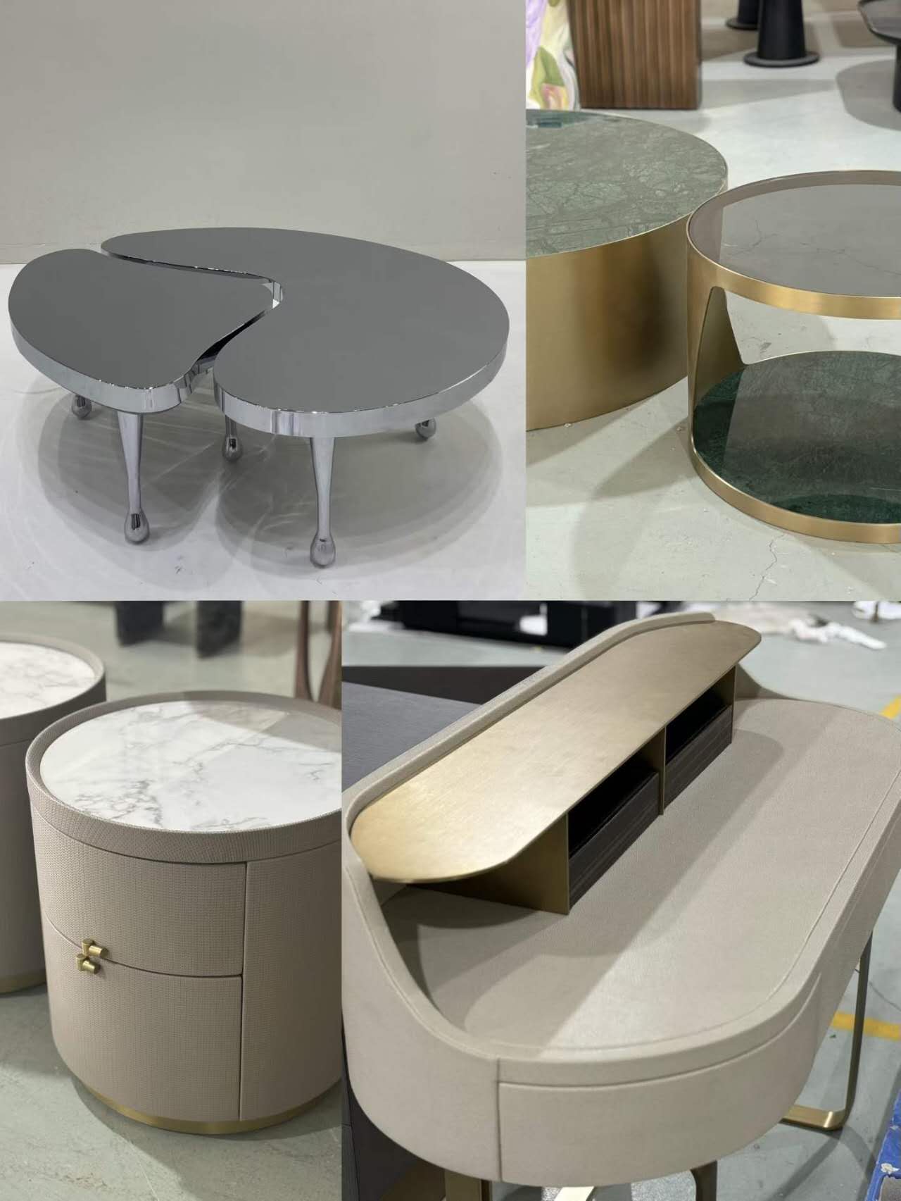 Home Furniture Storage Metal Framed Hotel Wooden Stainless Steel Marble Top Simple Bedroom Modern Nightstands