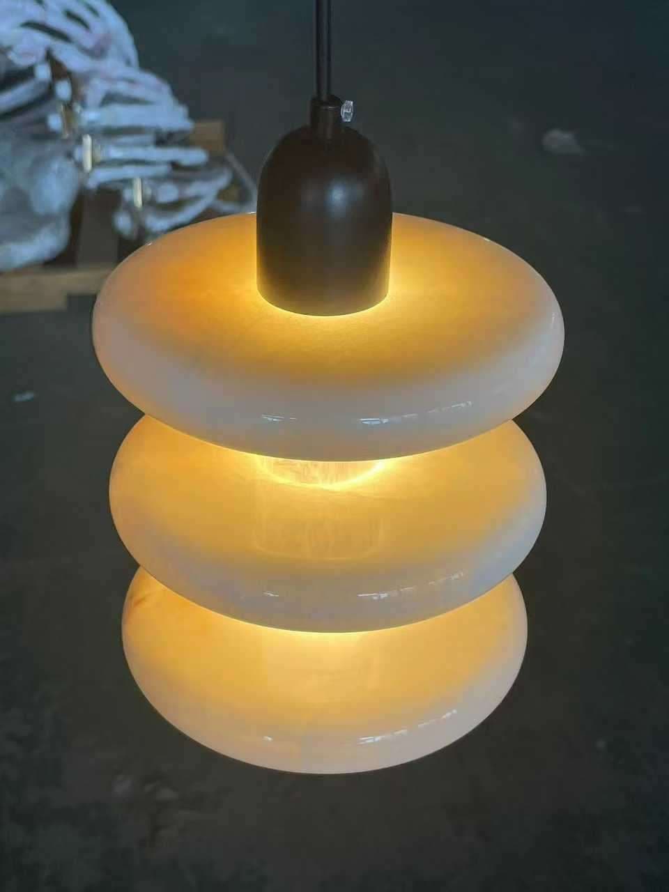 Modern Geometric Pendant Lamp with Gold Frame for Dining Room & Office