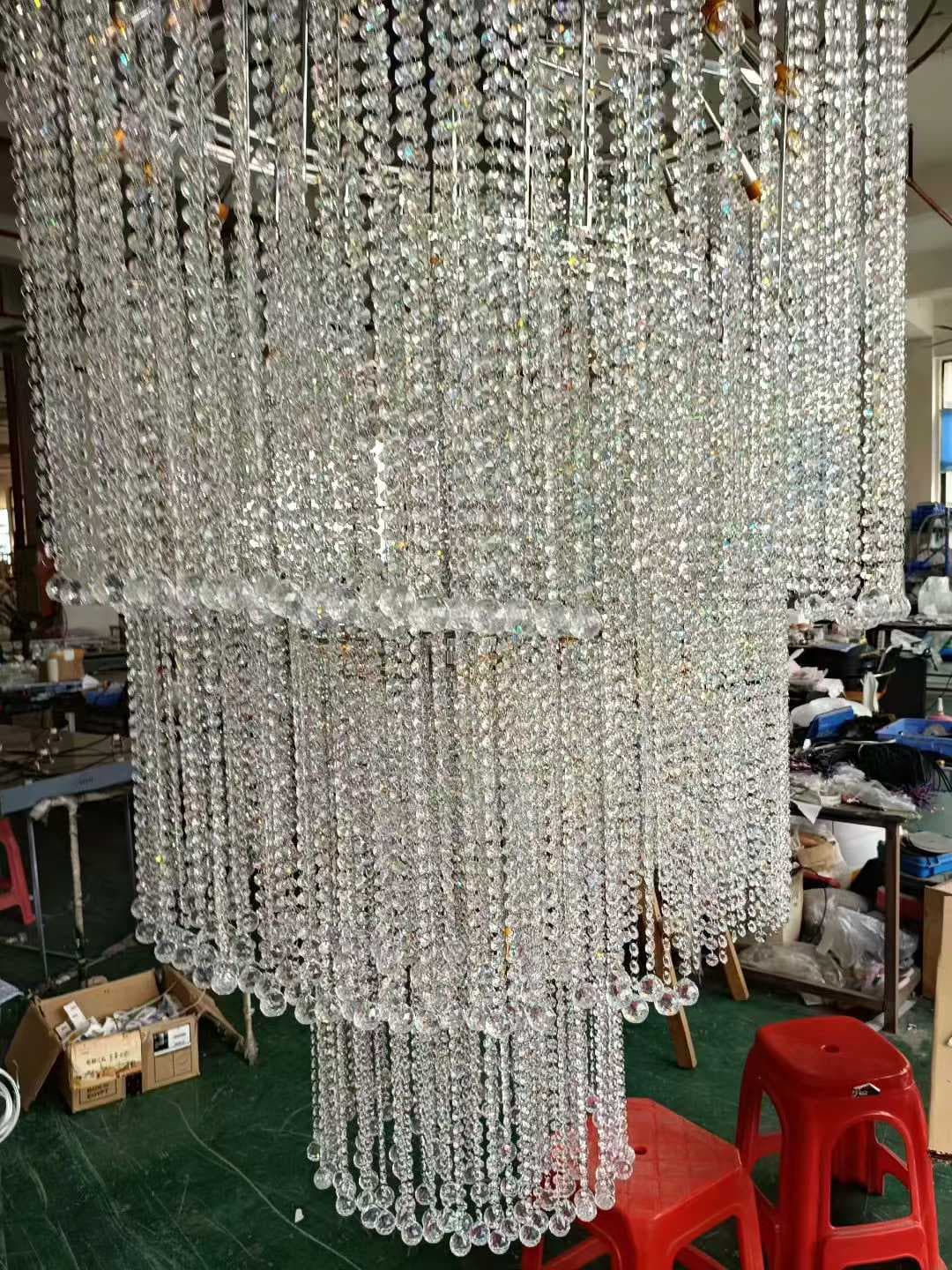 Custom Classic Staircase Chandelier Modern Black Crystal Lighting Hanging Pendant Light