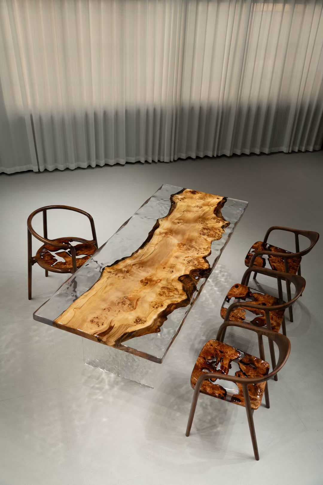 Luxury Live Edge Black Wood Slabs Epoxy Resin River Tables Dining Tables Deep Casting