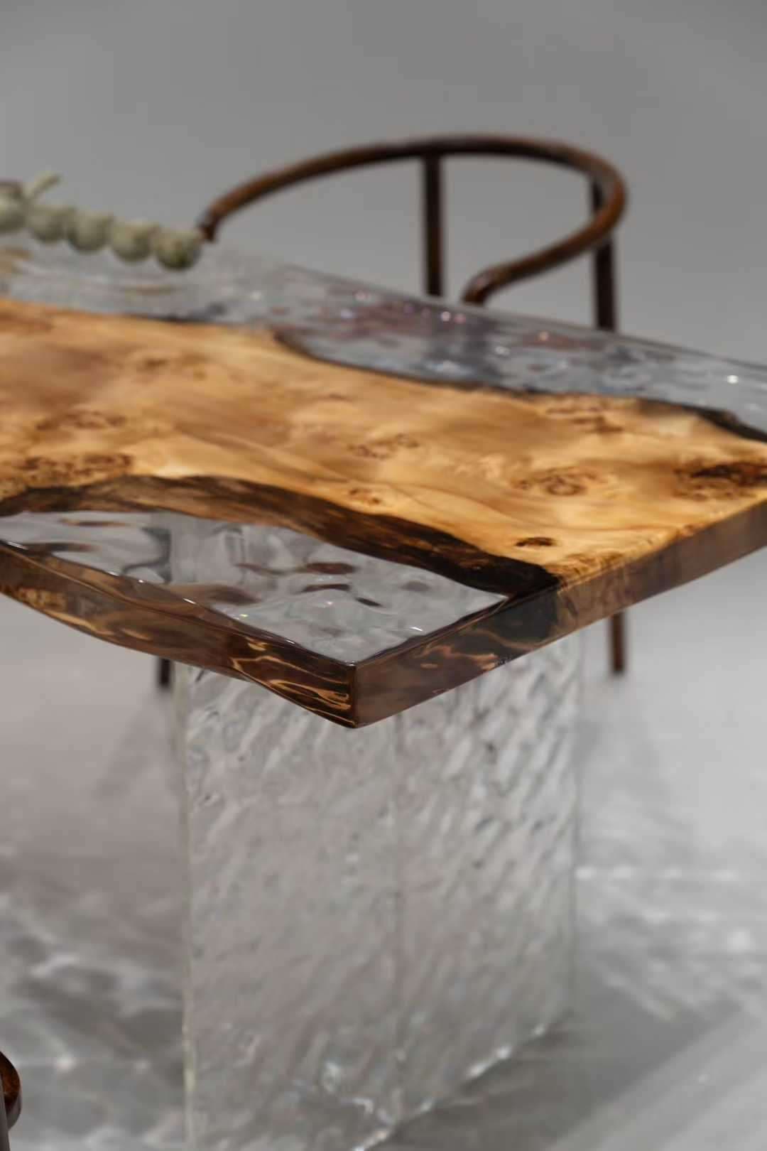 Live Edge Solid Wood Dining Table/Custom Size Epoxy Resin River Table