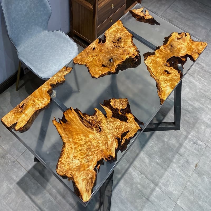 Olive Wood River Resin Table for Countertop